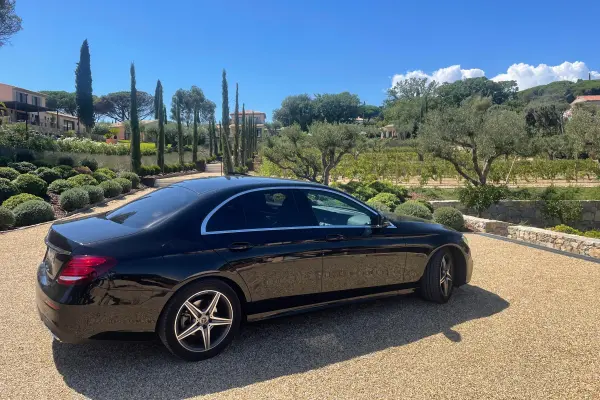 Mercedes E class in a garder of villa in Sanremo